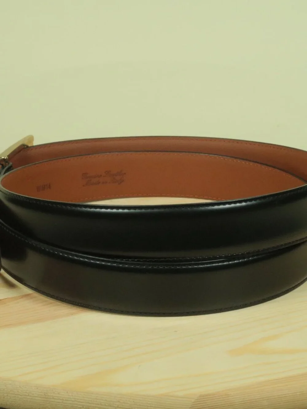 Brooks Brothers Genuine Leather Dress Belt Mens 44 Black Made in Italy
